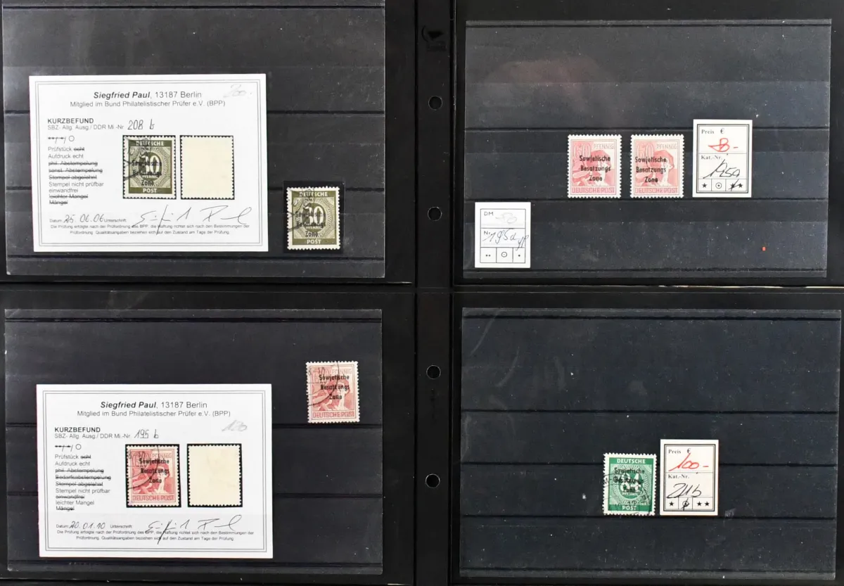 SBZ, general issue, compilation of only good expertised colours machine overprint (partly with findings) incl. No. 182c mint and used (Mi. 450,-), same 183d…