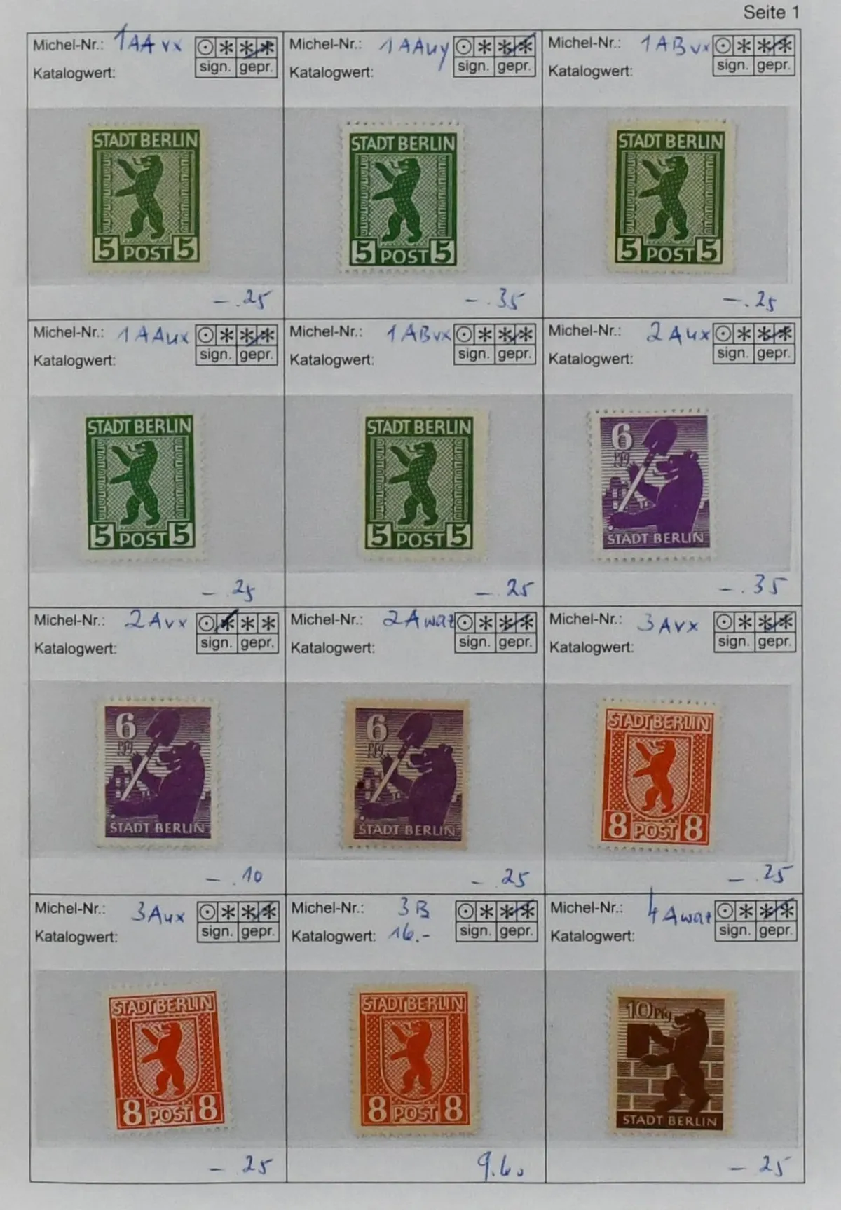 SBZ, neoznačená sbírka ex č. 1-72, vč. č. 4-7B, 8y (tato razítk. a malý zlom), 20-22, 23-25a/b, 29-40x/y, 43Ab(4), 42-50DII, 52btxIDD (!), 42-50G atd., levně!