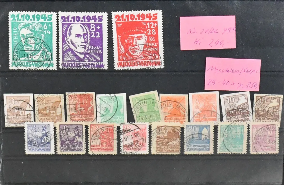 SBZ, lot of better single values, including MVP with no. 20-22 and 29-40x/y each used, certified Kramp (Mi. 940,-), 52atxDDI mint never hinged (photo certificate Jasch) etc.