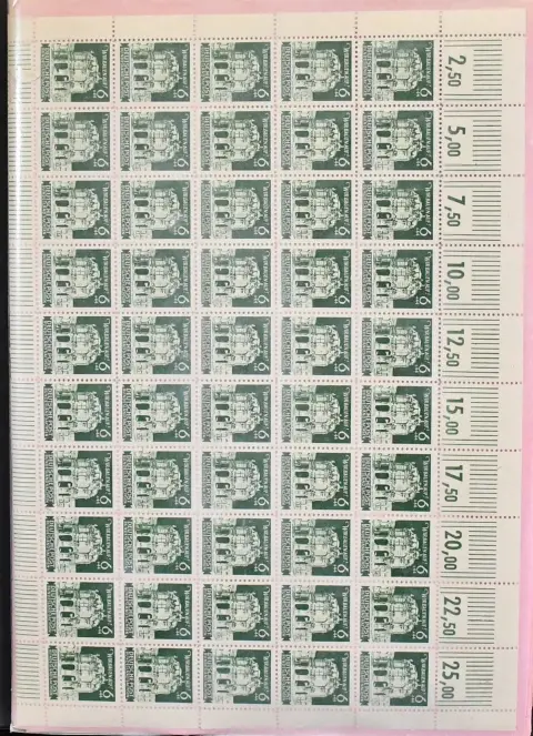 СБЗ, Восточная Саксония, партия из 20 ** листов № 64 (Mi. дешевле всего 1300,-), при этом каждый лист с ошибкой платы II (Mi. еще 400,-), плюс наверняка другие ошибки платы