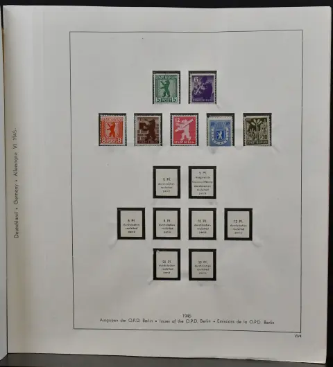 СБЗ, 1945/49, негашеная коллекция с в т.ч. № 8/28 (Mi. 203,-), 29/33x и 35/36x (Mi. 120,-), Bl. 3A/B, № 120/23X и т.д., на старых формулярах Lindner