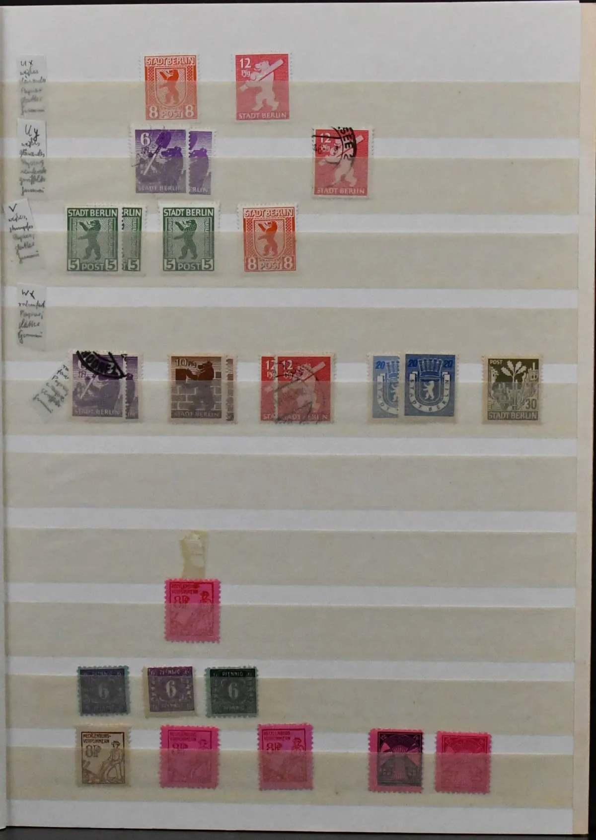 SBZ, collection from no. 1/7, with no. 20/22, 23/25 used (Mi. 160,-), 29/40y, 73/84Y mint, Bl. 3B, district handstamps incl. light 60 Pfg. mint complete (not expertised),…