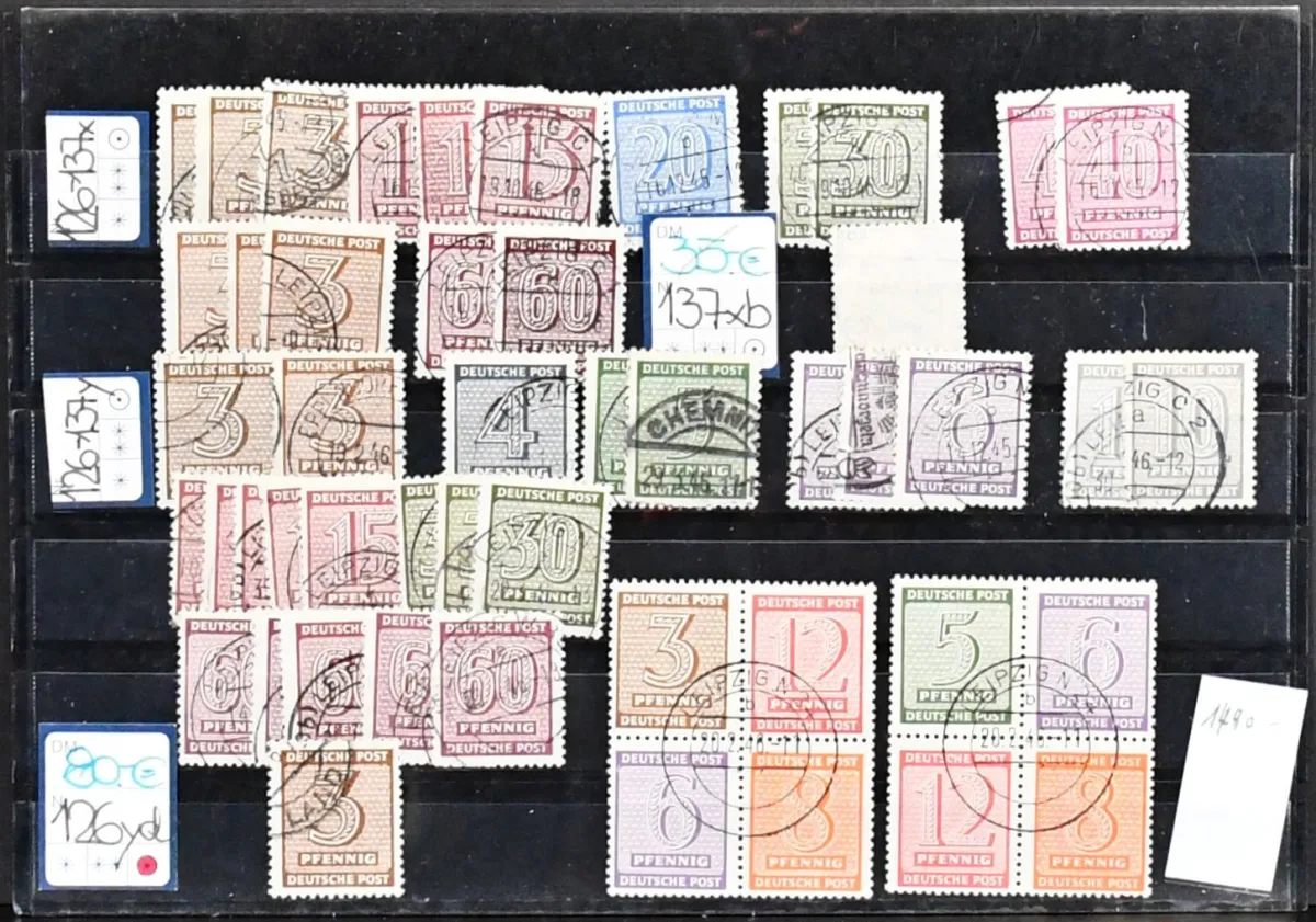 West Saxony, used compilation ex no. 126/137. Including no. 126Yd cert., 137Xb cert. Ströh BPP, 137Y multiple etc. Mi. 600,-, plus key pieces no. 10/11 with...
