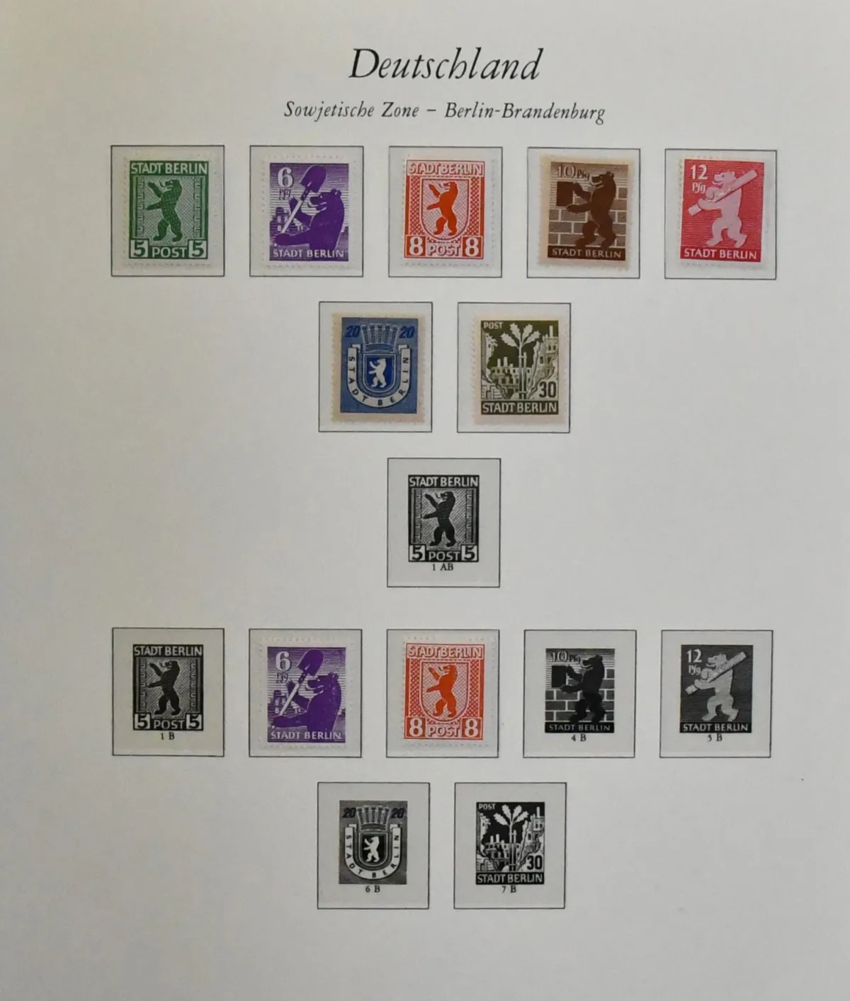 SBZ, mostly MNH collection in Borek album, including some Mecklenburg, West Saxony postage stamps, general issue with some handstamps, machine overprints, Köpfe I,...