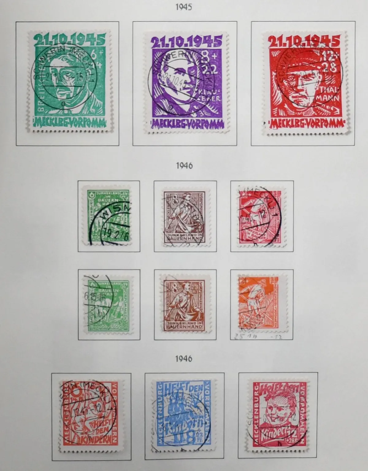SBZ/NDR, 1945-1990, sbírka ve dvou předtiskových albech, s mj. č. 20/40 ost., NDR s č. 242/50, 256/60, 273/83, od 1954 ost. kompletní,…