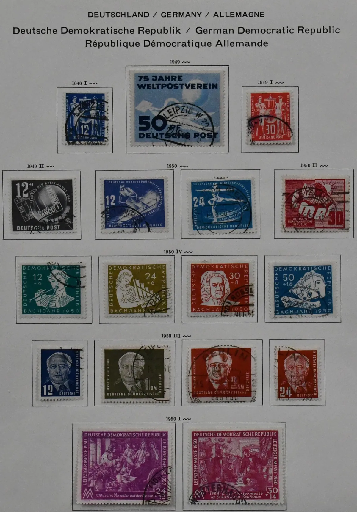 SBZ/GDR, 1945/1990, used collection from SBZ no. 1/7, with much GDR from no. 242/70, 286/88 etc., from 1960-1990, except for a few issues, complete, in two thick Schaubek pre-printed albums. Mi. approx. 3800,-