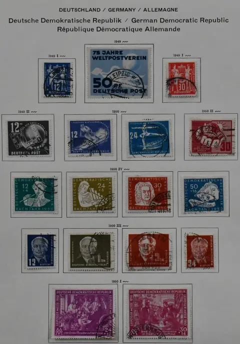 SBZ/DDR, 1945/1990, gestempelde coll. vanaf SBZ nr. 1/7, met veel DDR vanaf nr. 242/70, 286/88 enz., van 1960-1990, op enkele uitgaven na, compleet, in twee dikke Schaubek voorgedrukte albums. Mi. circa 3800,-