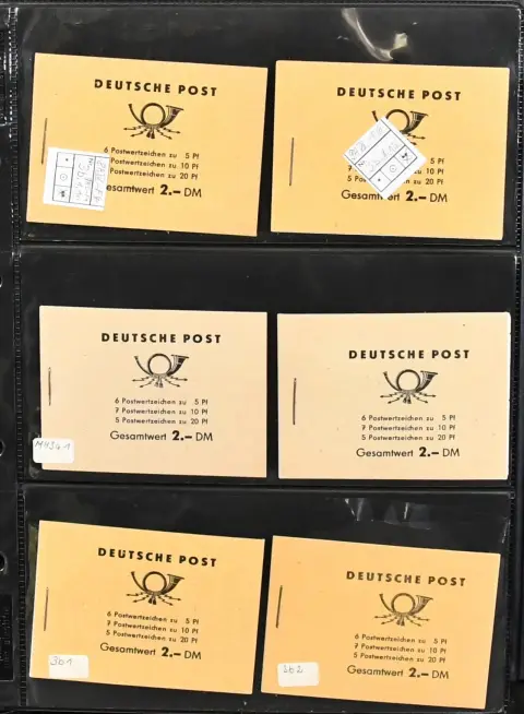DDR, postzegelboekjes, speciale verzameling van 166 MH, waarvan 14 "normale" MH (o.a. MH 4c2.1), evenals 152 meestal verschillende SMHD, waaronder zeldzame "Muster"-SMHD,…