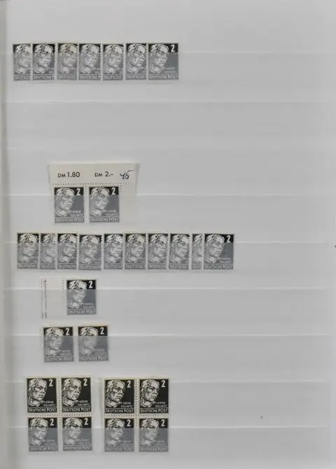 DDR, interessante voorraad van de uitgifte Köpfe II, alles ruwweg bepaald volgens Wz. 2, ex nr. 327-41 in alle kwaliteiten en verschillende aantallen, o.a. nr.…
