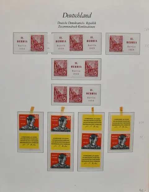 DDR, 1957/1990, se-tenant bijzondere zegels, postfrisse verzameling, blijkbaar compleet incl. alle betere, waaronder o.a. alle se-tenant ex nr. 926/33, 1012/13, 1039/44 (Michel 320,-), 1045/47 (230,-), 1074/79 (650,-) enz., in drie voorgedrukte albums. Michel 4600,-, zeldzaam aanbod