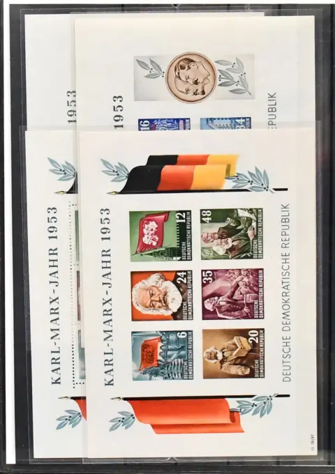 DDR, Ringbinder mit ausschließlich besseren Ausgaben, alle sorgfältig beschriftet, dabei Nr. 256-59 und 261-70 als Luxusbriefstück-Serien, 284-88 zweimal…