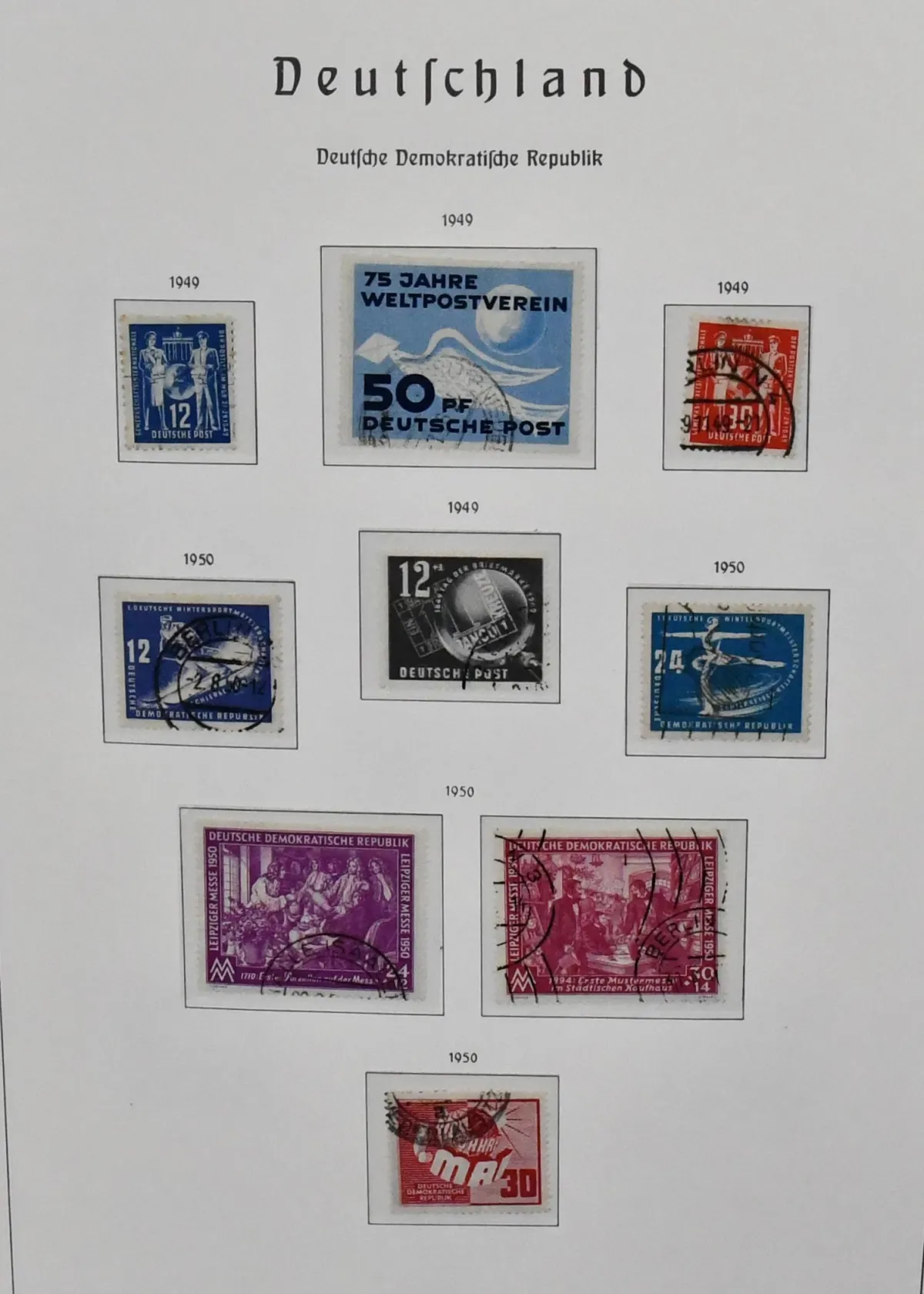 GDR, 1949-1977, used collection in two Leuchtturm hingeless pre-printed albums, complete except Köpfe II, with all other highlights such as Bach, Akademie,…