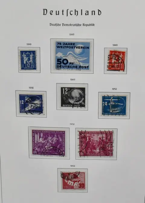 DDR, 1949-1977, gestempelte Slg. in zwei Leuchtturm-Falzlos-Vordruckalben, komplett, bis auf Köpfe II, mit allen weiteren Spitzen wie Bach, Akademie,…