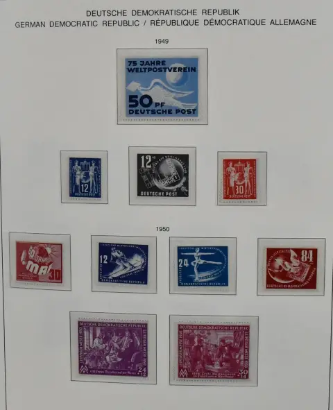 DDR, 1949/1990, kpl. postfrische Slg. inkl. Akademie, Chinesen, Köpfe II, allen 5-Jahresplänen, Debria-Block, allen vier Marx-Blöcken, Bl. 10/19 usw., in zwei…