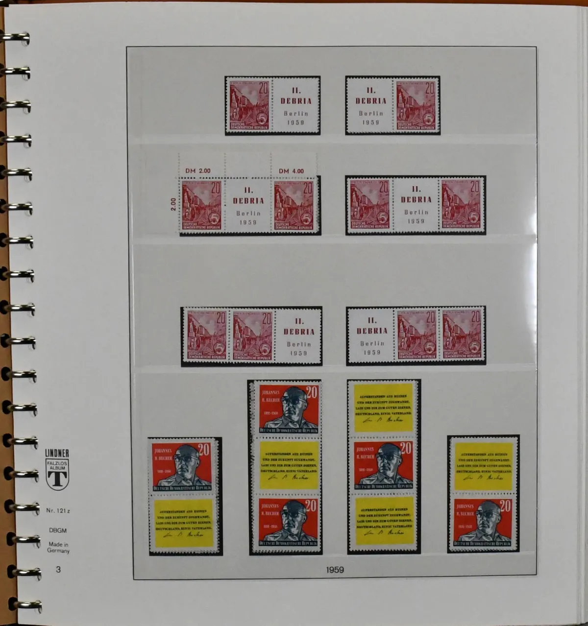 GDR, special stamp se-tenant sheets, extensive mint and used collection 1957-1990, 3 Lindner-T albums with slipcase