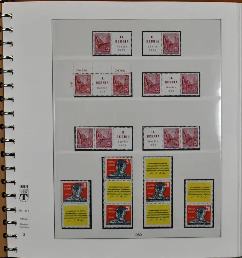 GDR, special stamp se-tenant sheets, extensive mint and used collection 1957-1990, 3 Lindner-T albums with slipcase