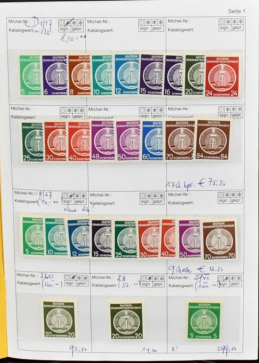 Dienst, spezialisierte Slg. mit Dienst A inkl. Nr. 1-27, mit Nr. 22XII, 27XI/I, 29XII, 30XII, 31XII, 32II/XI, 33XII, Dienst B mit Nr. 7N mit Doppeldruck der…