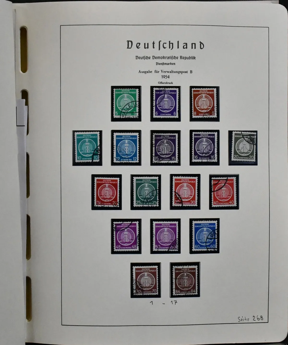 DDR, 1949-1990, dreibändige Sammlung, postfr./ungebr. und gest., praktisch kpl., mit Nr. 256/59, 261/66, 286/88, Bl. 7, Köpfe II, Bl. 8/9A/B, Bl. 10-13 usw.…