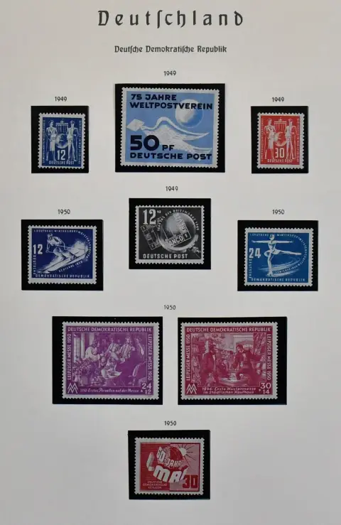 GDR, 1949/1990, complete, clean mint collection from no. 242, until 1970 in Leuchtturm preprinted album and later on self-made sheets in two thick ring binders.