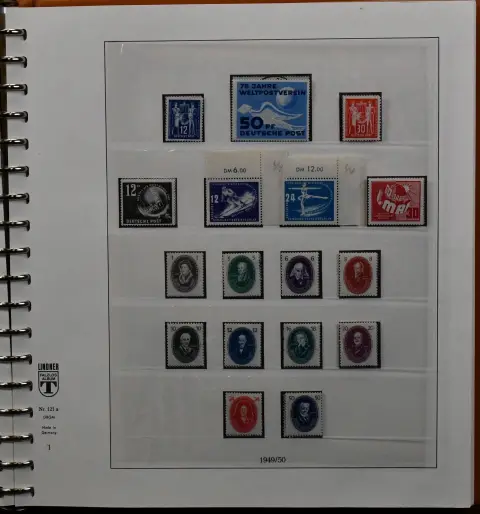 GDR, 1949/56, complete mint (Bl. 8/9B and 10 unused), additionally cancelled collection, except a few values ex no. 327/41, also complete, incl. Bl. 7, all Marx blocks, no. 327/41 mint, five-year plans etc., in as-new Lindner-T preprinted album with slipcase