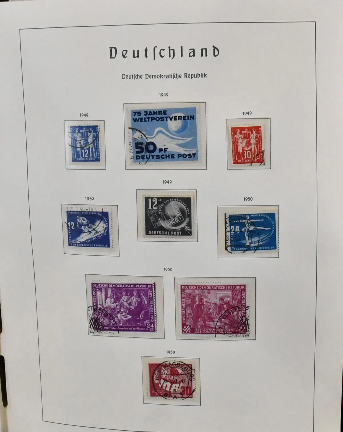 NRD, 1949-1971, kompletna kolekcja w albumie przedrukowym Leuchtturm, do około 1964 stemplowane (bloki Marxa czyste), potem czyste, ze wszystkimi wczesnymi…