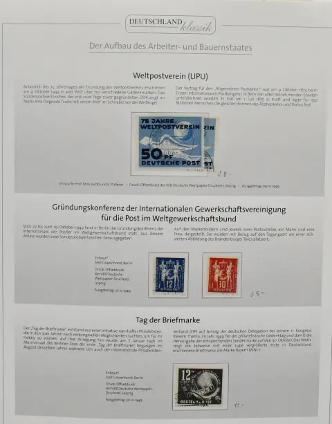 NDR, 1949-1960, kompletní použitá sbírka v předtištěném albu, vč. všech lepších jako Messe, Akademie, Chinesen, Köpfe II, bl. 7, 8/9A/B, 10-13 atd. Mi. 2700,-