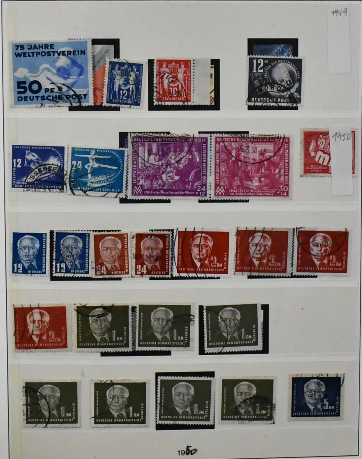 DDR, 1949-1963 ogenschijnlijk compleet gest. in zelfklevend album incl. alle blokken, Chinesen enz., goedkoop!