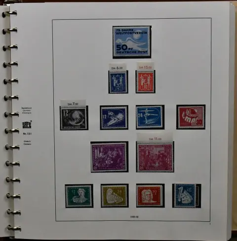 NDR, 1949-1976, téměř kompletní nepoužitá sbírka s počátky ve dvou svazcích (chybí pouze jedna sada Pieck, Hlavy II a č. 405/22, jinak kompletní), s Bachem...