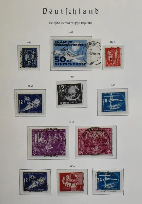ГДР, 1949/1964, за исключением № 270, 332 и 341 полная коллекция, частично **, частично гаш., включая Bl. 7, № 261/69, 286/88, каждый гаш., три ** блока Маркса…