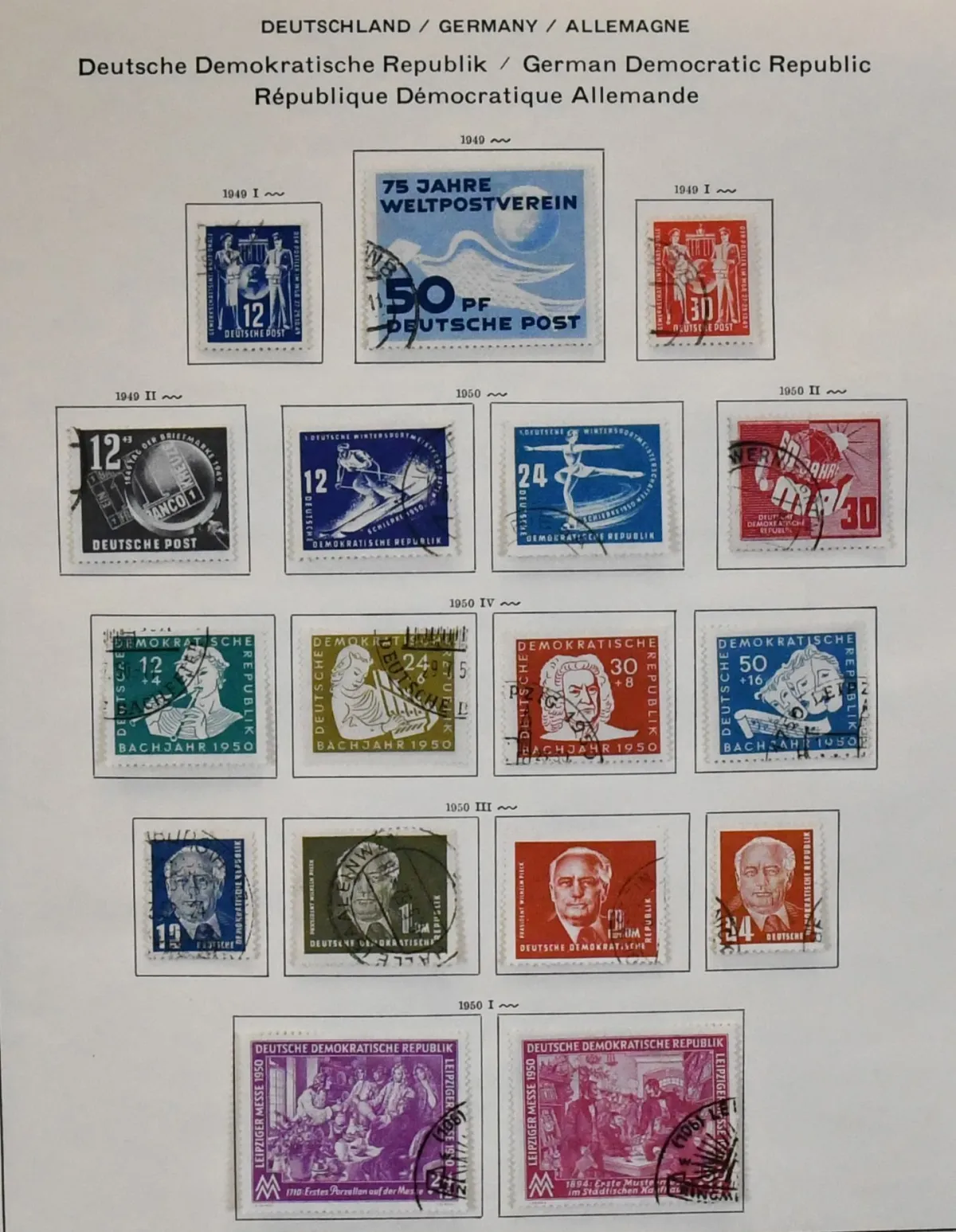 DDR, 1949/1966, netjes gestempelde complete verzameling, alleen zonder nr. 334, met alle betere uitgaven, o.a. nr. 261/70, 286/88, Debria-blok, alle vier Marx-blokken, Bl. 10/19 enz., in ouder Schaubek voorbedrukt album. Mi., alles goedkoopst gerekend als vriendelijkheidsstempel, al 3300,-