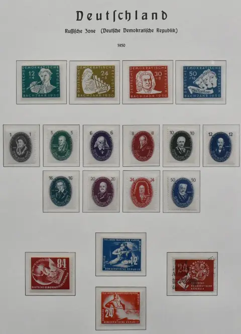DDR, 1949/1975, vollständige Slg., teils postfr., inkl. Nr. 260/70, 327/41, Bl. 7, Bl. 8/9A/B, Bl. 10/15, je postfr., und teils gest., inkl. Nr. 286/88, Bl.…