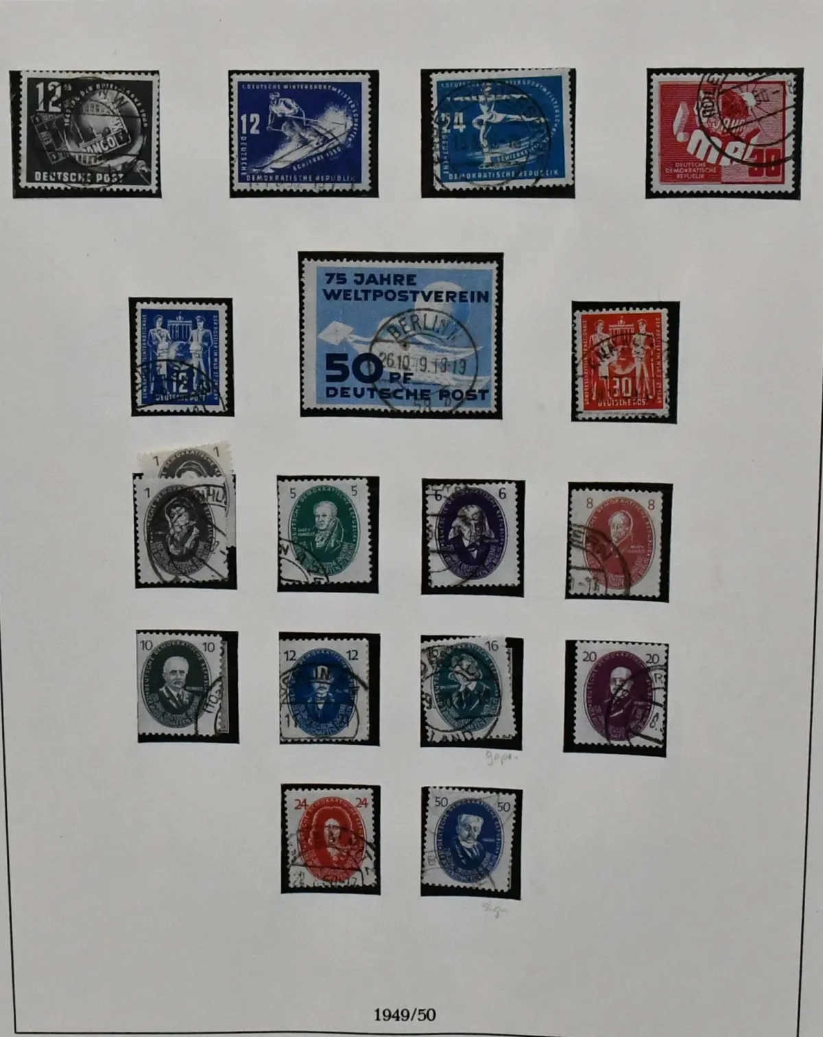 NRD, 1949-1968, kolekcja używana w dwóch albumach Lindner bez zawiasów, zawierająca dobre wczesne walory jak Bach, Akademie, przyjaźń niemiecko-chińska itd., miejscami kompletna.