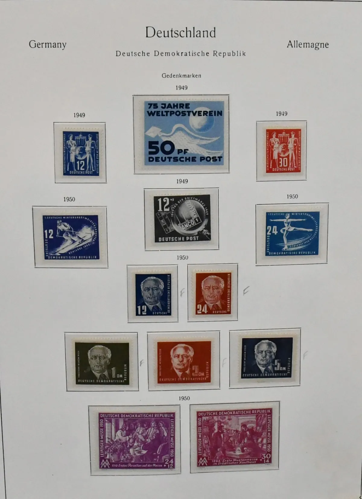 NRD, 1949/1990, kolekcja czysta od nr 242/47, m.in. z lat 1955-1990, jedynie bez bl. 10/13 i 15, kompletna, do 1969 w dwóch albumach KABE i później…