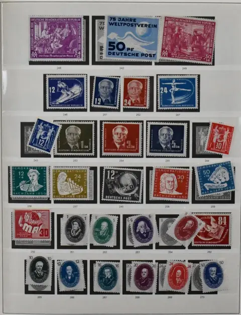 DDR, 1949-1965, complete postfrisse of deels alleen ongestempelde coll. in Lindner-SF voorgedrukt album, waaronder alle topstukken, alle blokken, permanente series met...