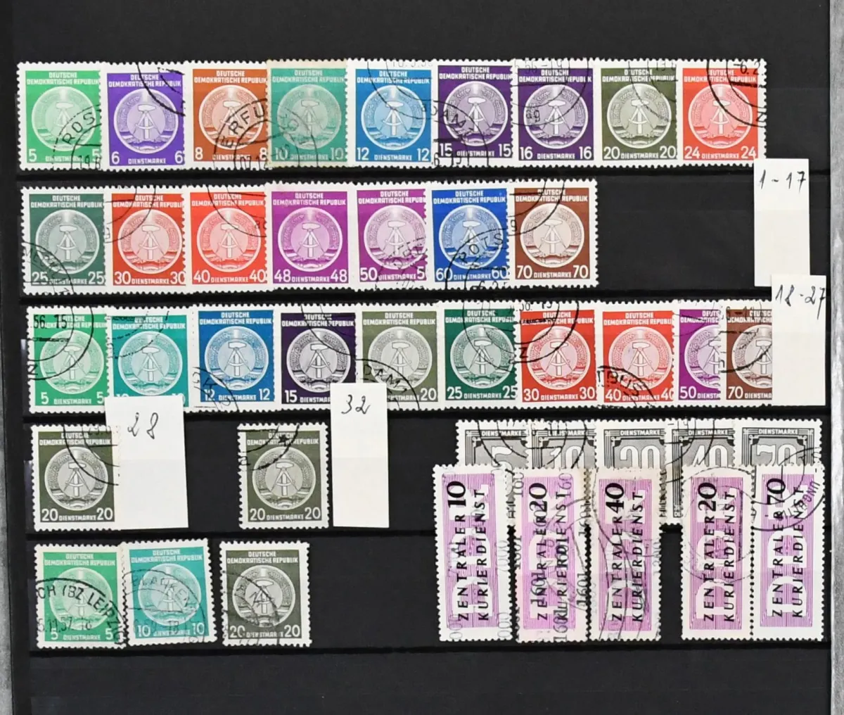 DDR, 1949/1990, gest. coll. vanaf nr. 242, met o.a. Bl. 10/12 enz., van 1960-1990 compl. Mi., alles goedkoopst gerekend als vriendelijkheidsstempels, al 3200,-
