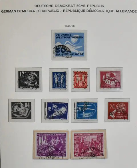 NRD, 1949/1990, kolekcja kasowana od nr 242, m.in. Akademie, blok Debria, Bl. 10/12, Bl. 15 itd., z lat 1960-1990 kompletna, w dwóch albumach Schaubek. Mi., wszystko jako kasowania okolicznościowe, już 3300,-
