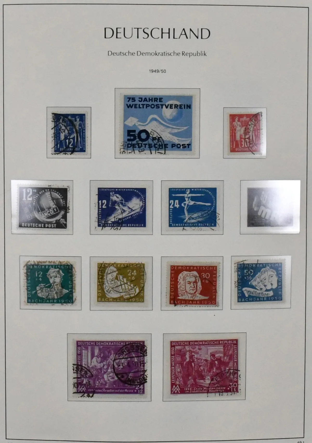 DDR, 1949/1990, gestempelte Slg. ab Nr. 242/49, mit u.a. Nr. 286/88, Bl. 12 mit gutem PF X (Mi. 450,-), Bl. 13 usw., von 1960-1990, bis auf wenige Ausgaben,…
