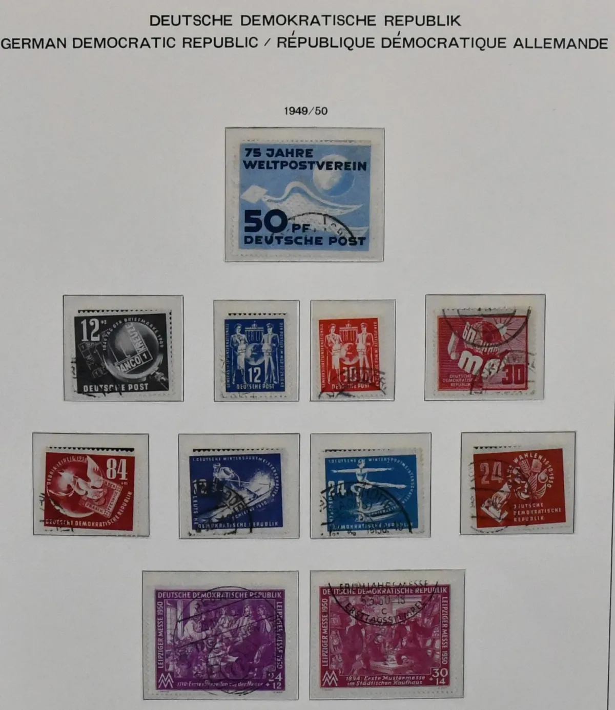 GDR, 1949-69, used coll. in pre-printed album from no. 242, with Academy and no. 286/88 etc., from 1955 almost complete, with blocks, sheets, etc. Mi. over 2200,-