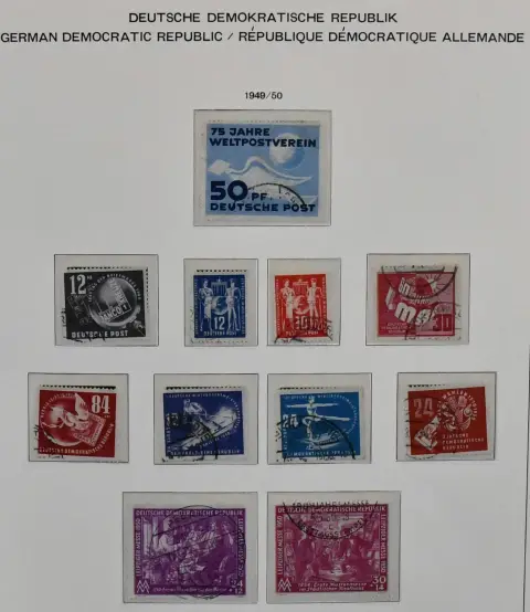 NRD, 1949-69, kolekcja kasowana w albumie z nadrukiem od nr 242, z Akademią i nr 286/88 itd., od 1955 prawie kompletna, z blokami, arkuszami itp. Mi. ponad 2200,-