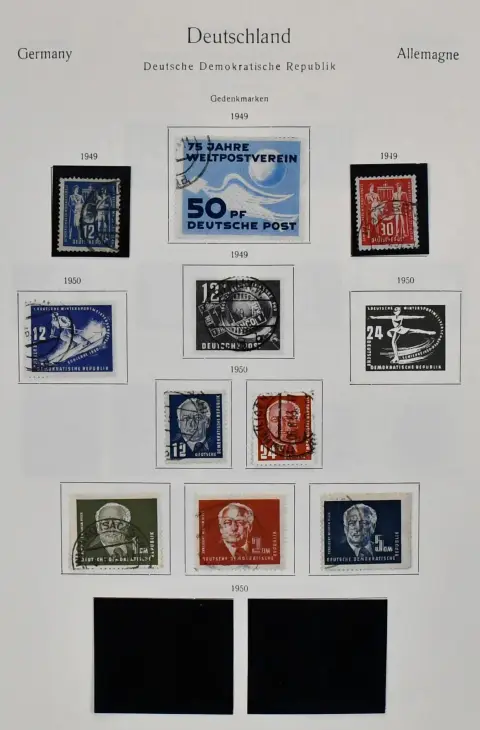 NRD, 1949-69, kolekcja kasowana w albumie z nadrukiem, wiele wczesnych numerów od nr 242, w tym Akademia, Bl. 7 itd., od 1955 prawie kompletna, w tym bloki, arkusze itp. Mi. ponad 2200,-
