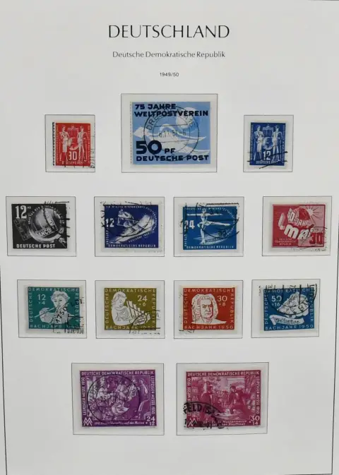 GDR, 1949-1959, used collection of the good early years on Leuchtturm pre-printed sheets, including 1949-1952, without no. 315/16, complete incl. Bl. 7,…