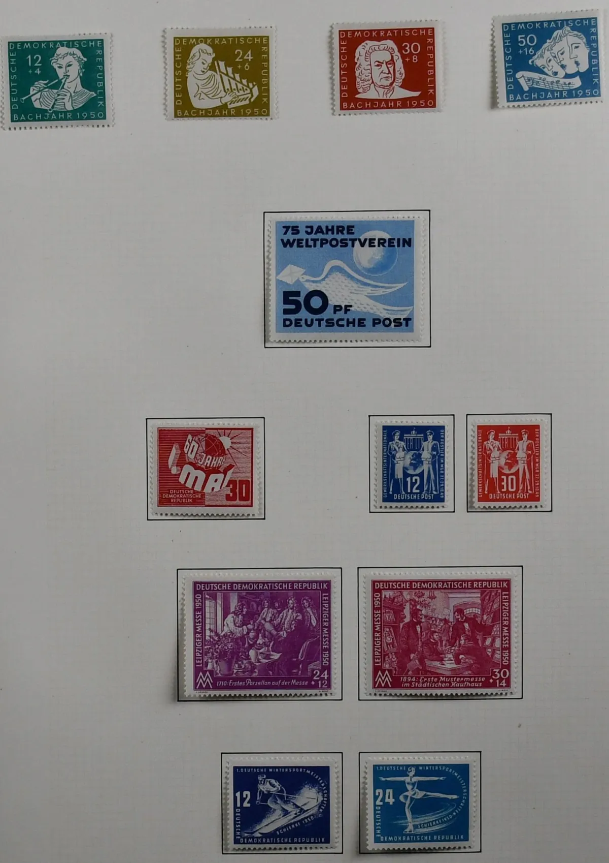 GDR, 1949/1954, complete collection of the sought-after early years, with all better items such as Bl. 7 and Bl. 8/9A mint, Bl. 8/9B mint never hinged, no. 261/70, 327/41, all Pieck issues, all five-year plans, each clean mint never hinged, etc., favourable starting price!