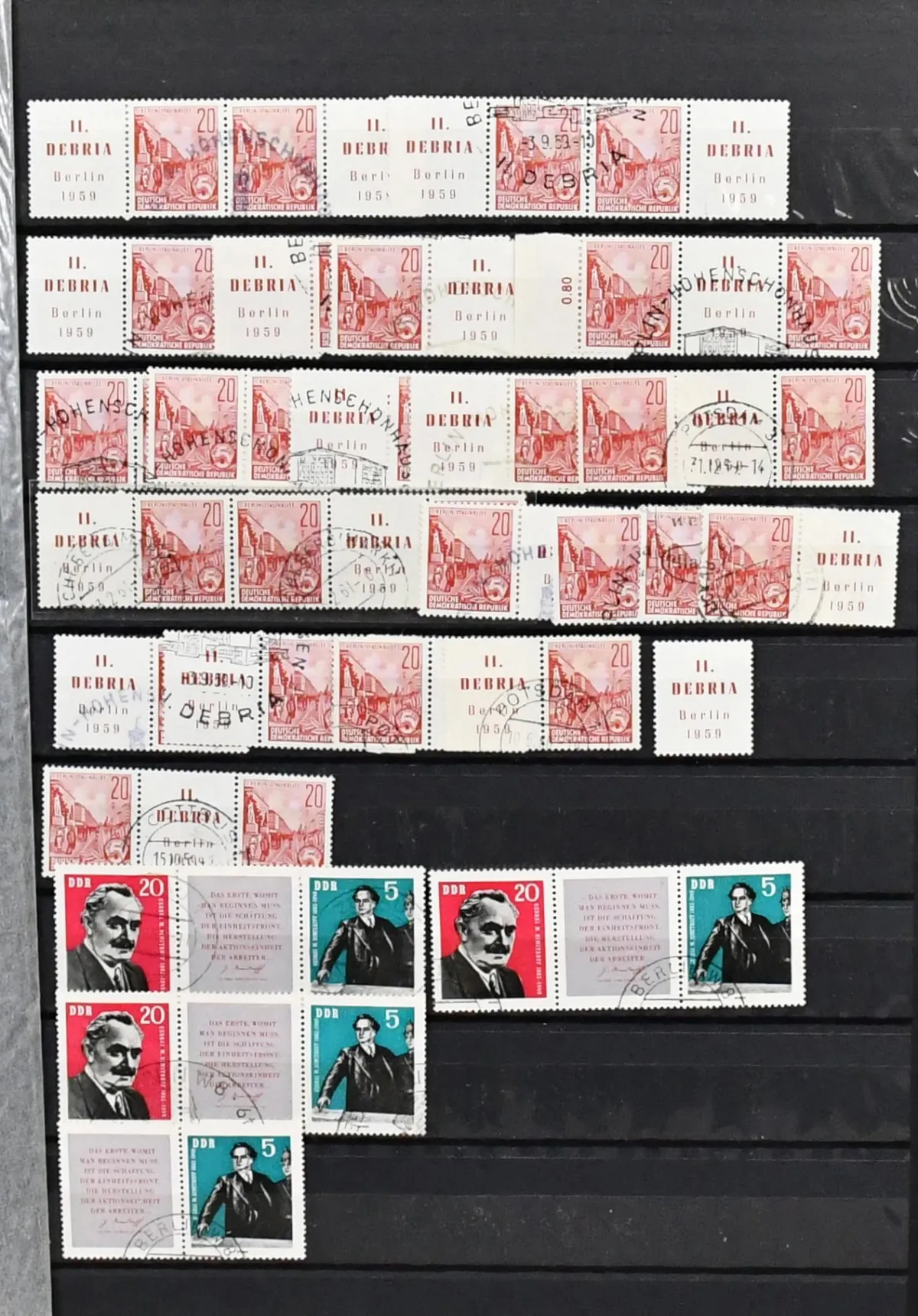 GDR, se-tenant special stamps, thick e-book with several hundred se-tenant, including no. 893/94, two blocks of four no. 901/4, three blocks of six no.…
