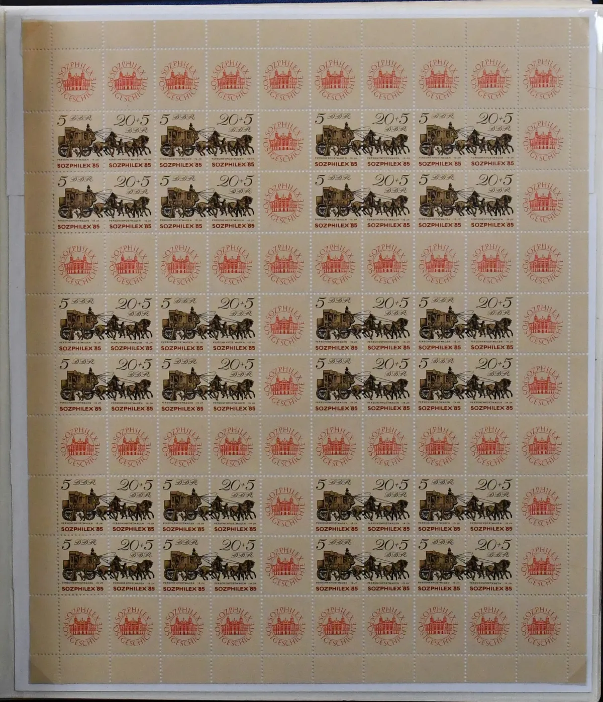 GDR, compilation with Bl. 8/9A used (Mi. 300,-), se-tenant sheets no. 2364/67 mint, 2365/66 and 2983/86 each mint and used (Mi. 400,-), service etc.