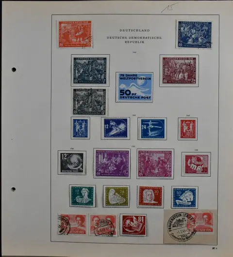 NDR, 1949-58, bez Bl. 7-9 a 13, jakož i hlavy, z velké části kompletní stará sbírka ve smíšeném stavu na formulářích, s Akademií, Číňany atd.