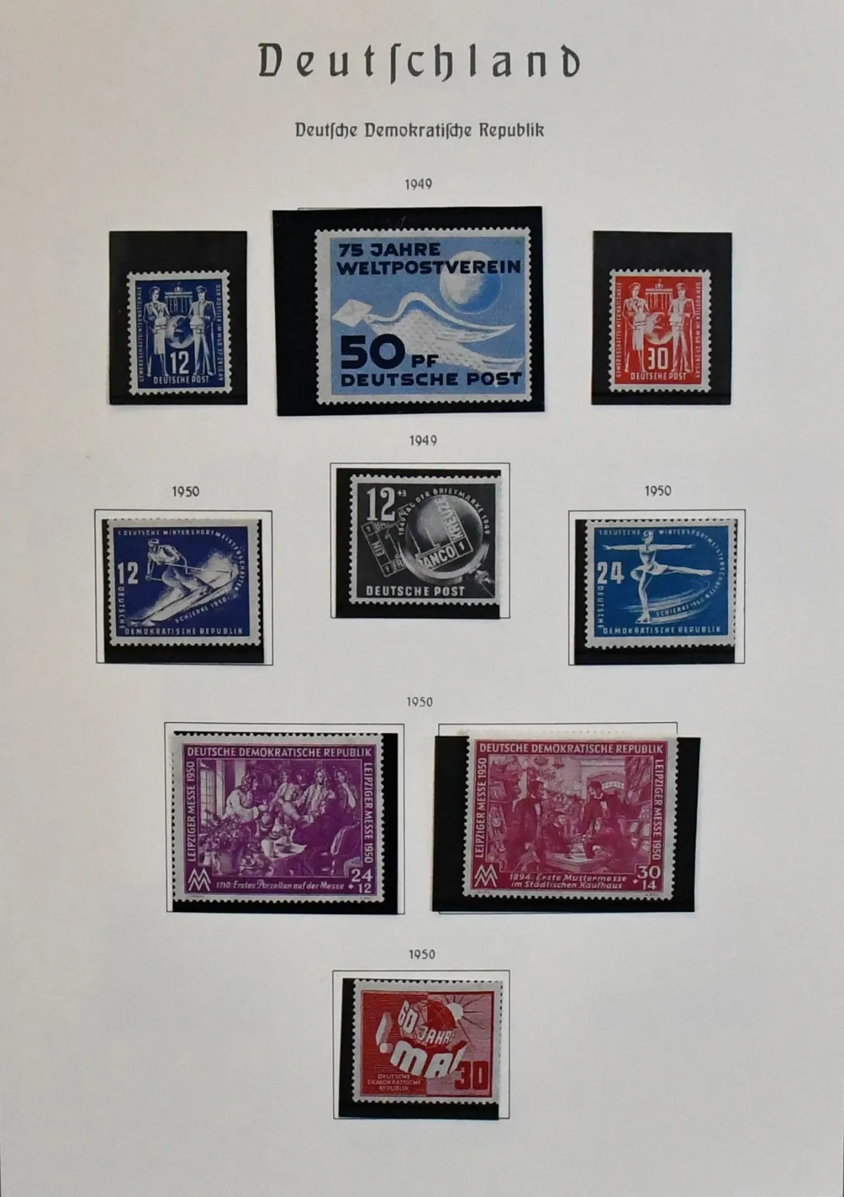 ГДР, 1949/1960, негаш. коллекция первых лет, в толстом альбоме-формуляре Leuchtturm. В т.ч. № 242/50, 256/60, 273/85, 289/92, Bl. 10/11 и т.д., с 1956-1960…