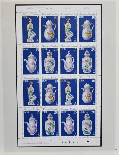 GDR, group of se-tenant sheets with no. 2464/71I (Mi. 110,-) and twice no. 2983/86 (160,-) each mint, further no. 2983/86 (200,-), 3005/3008 and 3241/44…