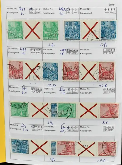 NDR, neupotřebená a ražená partie pouze raných kombinací a sešitků do 1960, včetně FJP s WZ1-4, SZ1-4 částečně trojité, H-Bl. 7-9 (3, vč. nesešitých sešitků MH 3a1/2), MH 3b1/2, MH 4a3.2, WZ6, WZ10, SZ11 atd., levně!