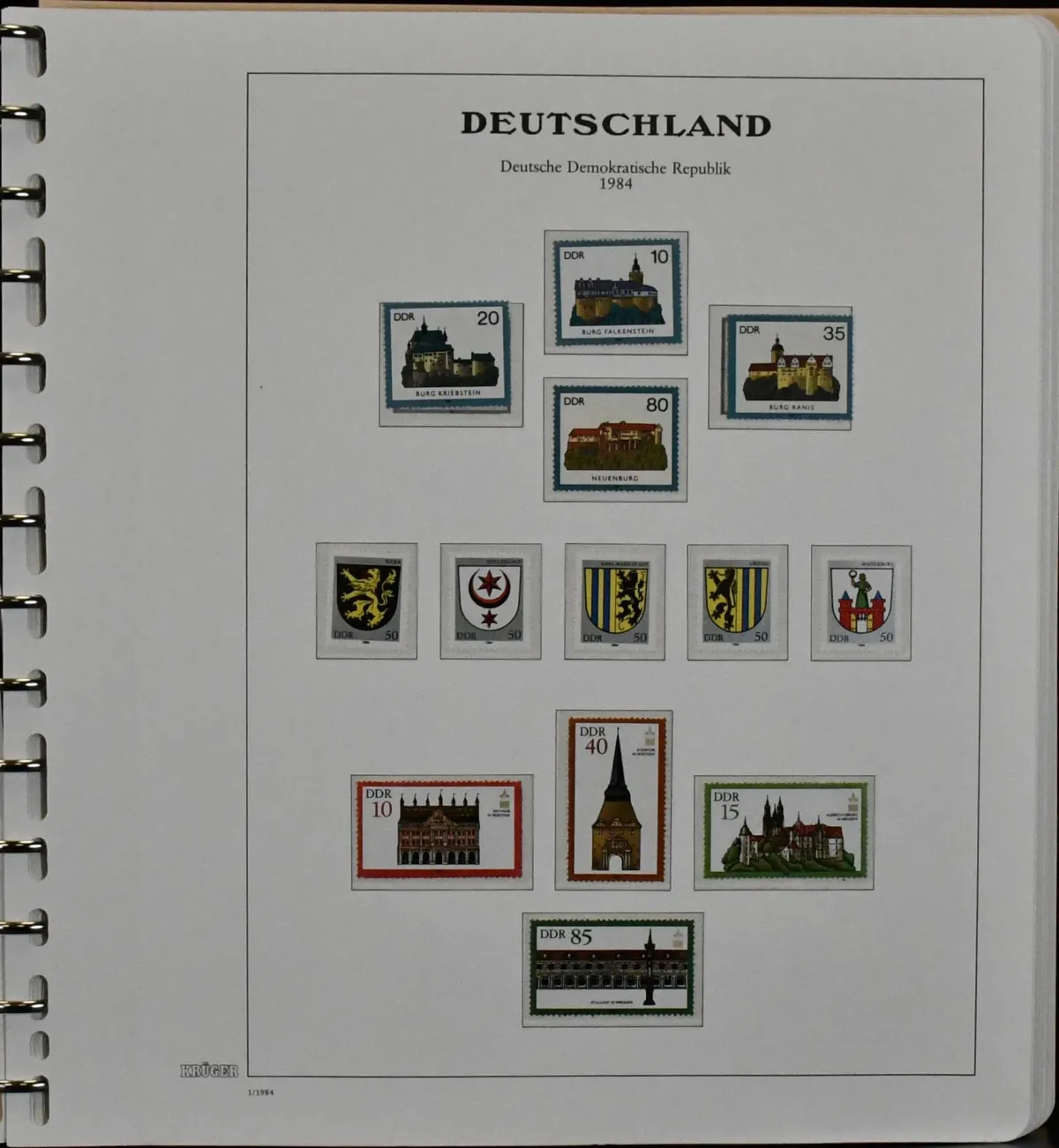 NDR, postfr. sbírka se všemi dodatečnými tisky speciálních známek 1984/85 kompl. (Mi. 300,-), dodatečné tiskové archy č. 2983/86 atd., v předtištěném albu