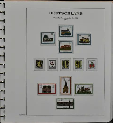 NDR, postfr. sbírka se všemi dodatečnými tisky speciálních známek 1984/85 kompl. (Mi. 300,-), dodatečné tiskové archy č. 2983/86 atd., v předtištěném albu